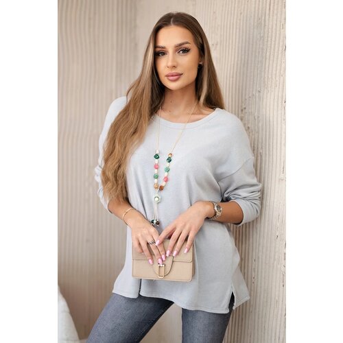 Kesi Włoski Blouse with necklace grey Cene
