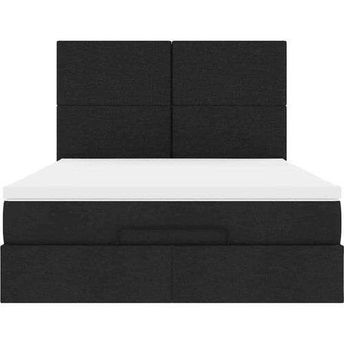 VidaXL otomanski krevet s madracem i led crni 140x190 cm tkanine Slike