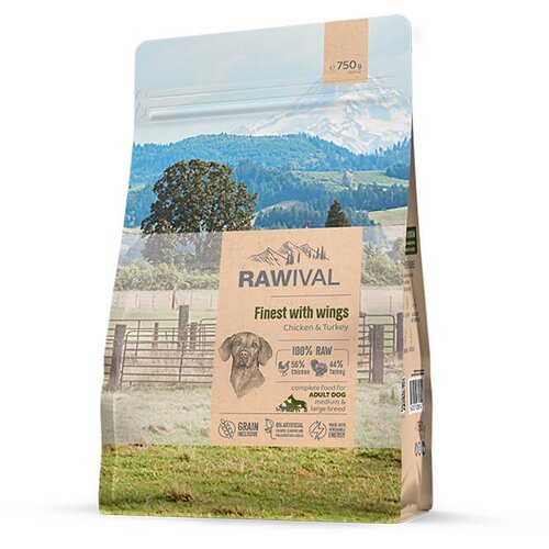 Craftia rawival finest with wings adult dog medium & large breed - piletina i ćuretina za odrasle pse (750g, 2,5kg, 10kg) 750g Cene