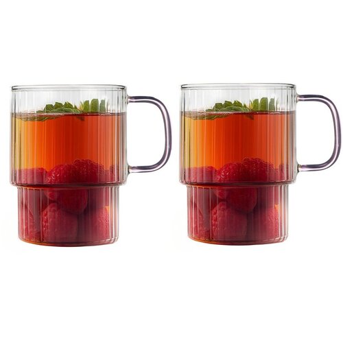 Vialli Design Rožnate steklene skodelice v kompletu za kapučino 2 ks 350 ml Livio &ndash; Cene