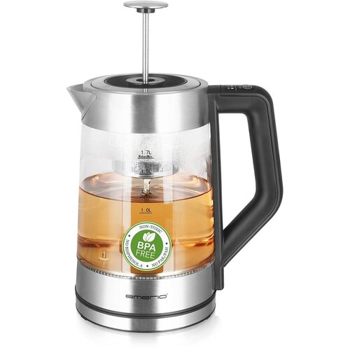 EMERIO WK-122730 electric kettle 1.7 L 2200 W Black, Silver, Transparent Cene