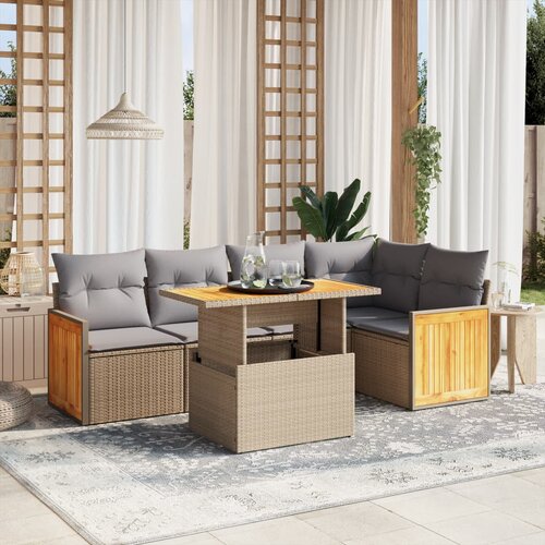vidaXL 6-dijelni set vrtnih sofa s jastucima bež od poliratana Cijene