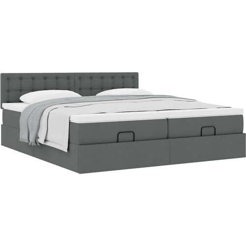 VidaXL otomanski okvir kreveta s madracima tamnosivi 200x200cm tkanine Slike