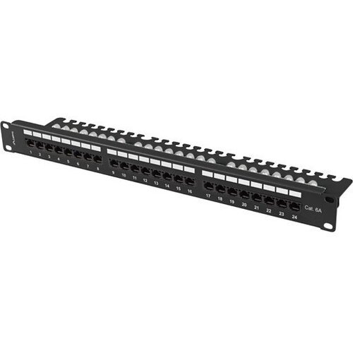 Lanberg PATCH PANEL 24 PORT 1U 19 CAT.6A UTP WITH CABLE ORGANIZER BLACK Slike