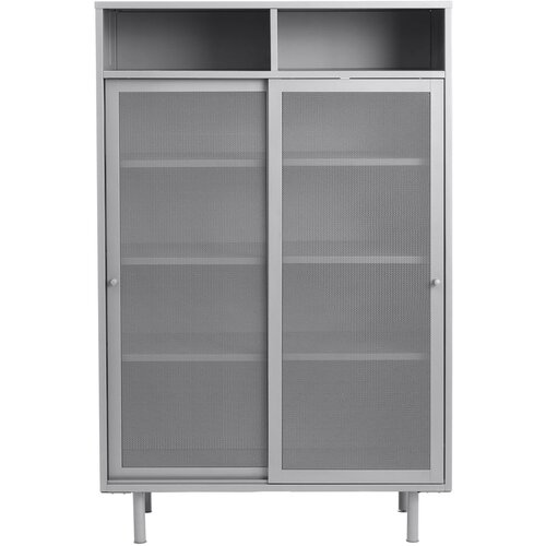 Unique Furniture Sivi metalni ormarić s kliznim vratima 90x140x40 cm Veep &amp;ndash; Slike