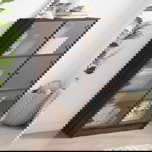 VidaXL Visoka omara z vrati rjavi hrast 68x37x109 cm inženirski les Slike