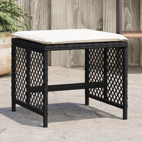 VidaXL Vrtni stolčki z blazinami 4 kosi črni 41x41x36 cm poli ratan Slike