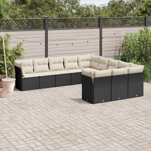  11-dijelni set vrtnih sofa od poliratana s jastucima crni Cijene