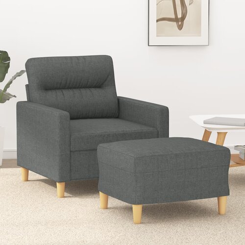  The Living Store Fotelj s stolčkom za noge temno siv 60 cm blago - Kavč S Stolčkom Za Noge, (21485135) Cene