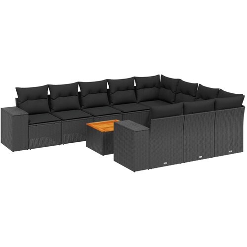 vidaXL 11-dijelni set vrtnih sofa od poliratana s jastucima crni Cijene