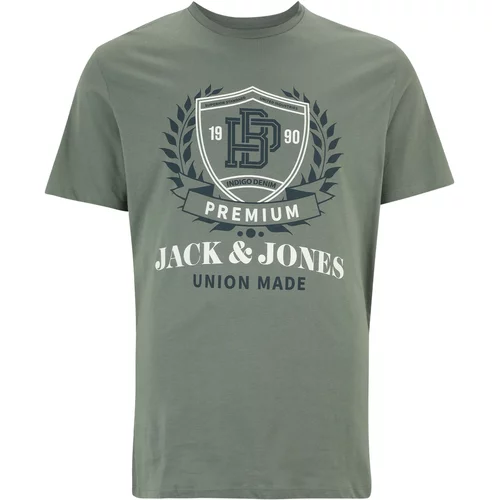 Jack & Jones Plus Majica 'CAMERON' petrol / kraljevski zelena / bijela