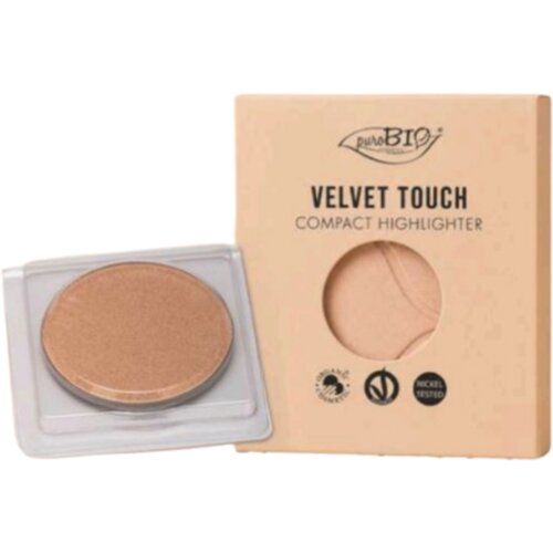 PuroBIO cosmetics velvet touch compact highlighter refill - 01 soft pearl - vegan Slike