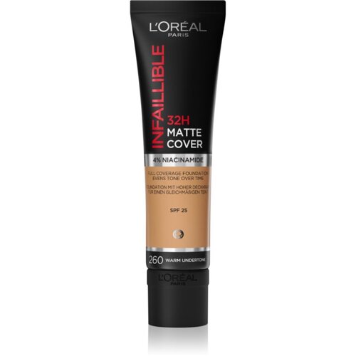 L&amp;acute;Or&amp;eacute;al Paris Infaillible 32H Matte Finish dolgoobstojni matirajoči tekoči puder SPF 25 odtenek 260 Soleil Dor&amp;eacute; 30 ml Slike
