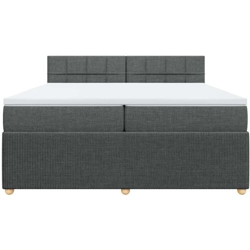 VidaXL Krevet s oprugama i madracem tamnosivi 200 x 200 cm od tkanine Slike