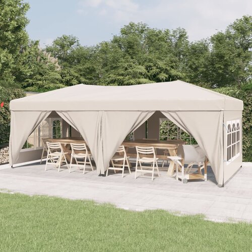 vidaXL zložljiv vrtni šotor s stranicami krem 3x6 m Cene