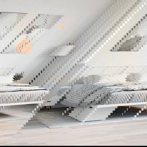 VidaXL Metalni okvir za krevet s uzglavljem bijeli 180x200 cm Slike