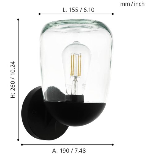 Eglo donatori spoljna zidna lampa/1, e27, 60w, ip44, aluminij/staklo/crna Slike
