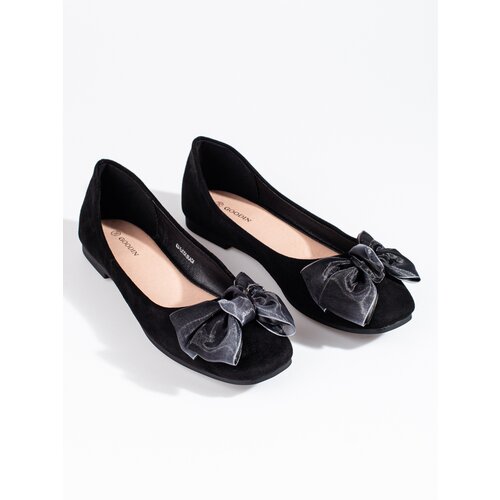 SHELOVET Suede women&amp;#039;s ballerinas with bow black Slike