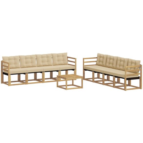 vidaXL Zunanja garnitura za sedenje z blazino 9 pcs Bela in bež, (5000269816) Cene