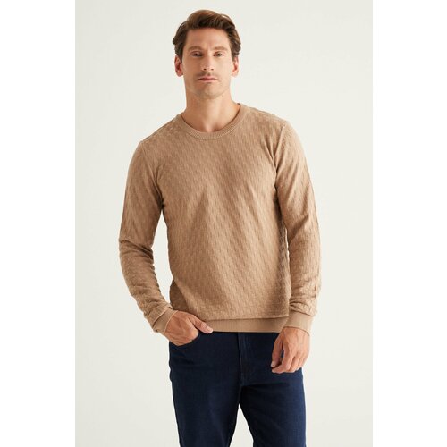 ALTINYILDIZ CLASSICS Men's Beige Standard Fit Normal Cut, Bicycle Collar Patterned Knitwear Sweater. Cene