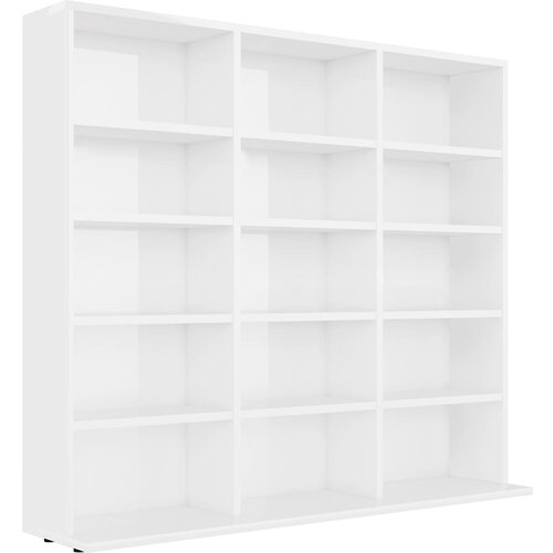 Maison Chic Omarca za CD - CD stojalo - CD regal plo&amp;scaron;če visok sijaj bela 102x23x89,5 cm iverna pl., (21673975) Slike