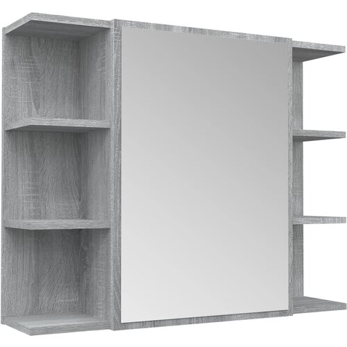 Maison Chic Kopalniška omarica - Kopalniški kabinet ogledalo siva sonoma 80x20,5x64cm inženirski les, (21794838) Cene