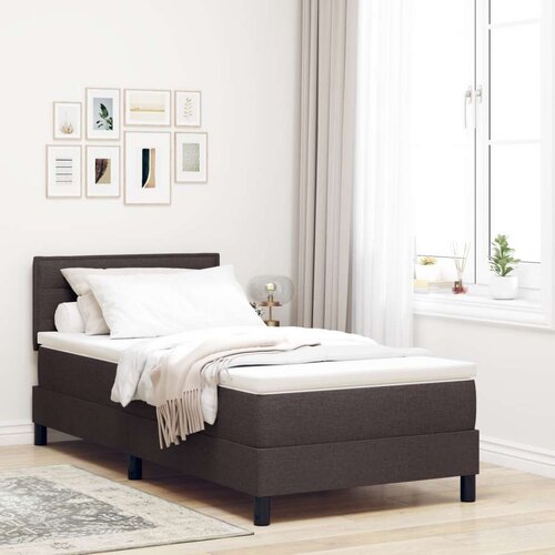  Posteljni okvir z vzmetnico Temno rjava Tkanina 90 x 200 cm, (22067402) Cene