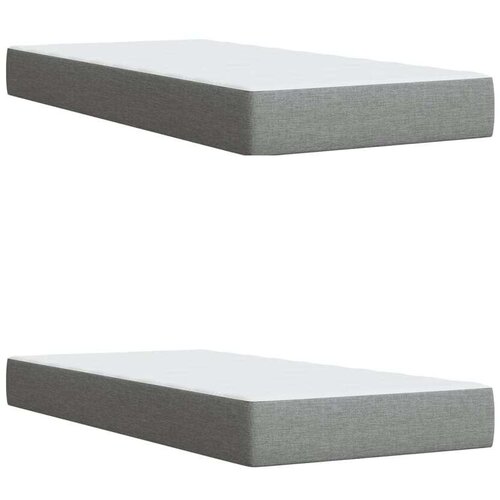 VidaXL Krevet s oprugama i madracem svjetlosivi 200 x 200cm od tkanine Slike