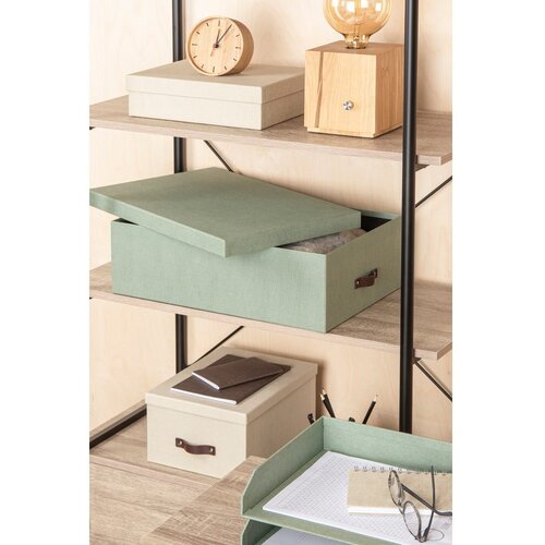 Bigso Box of Sweden Mentolno zelene kartonaste &amp;scaron;katle s pokrovom za shranjevanje v kompletu 3 ks 31x47x15 cm Inge &amp;ndash; Slike