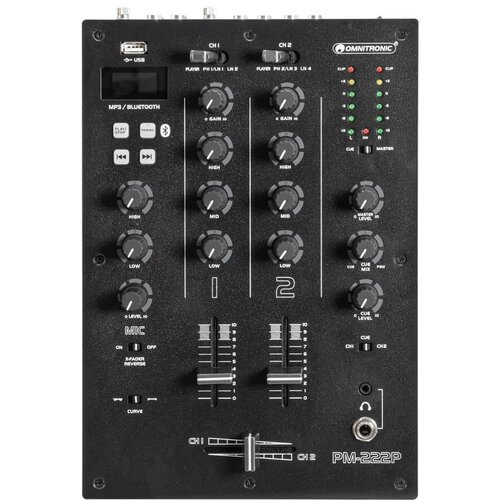 Omnitronic PM-222P, 2 kanalna DJ mešalna miza z Bluetooth in USB predvajalnikom - - Audio-Kondric Cene