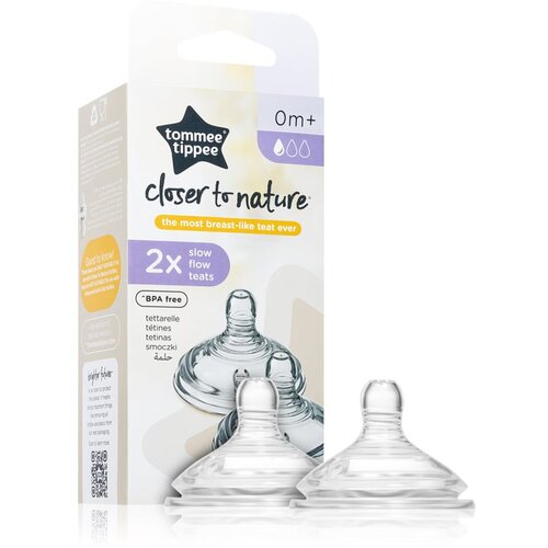 Tommee Tippee C2N Closer to Nature Teat sisač za bočicu Slow Flow 0m+ 2 kom Slike
