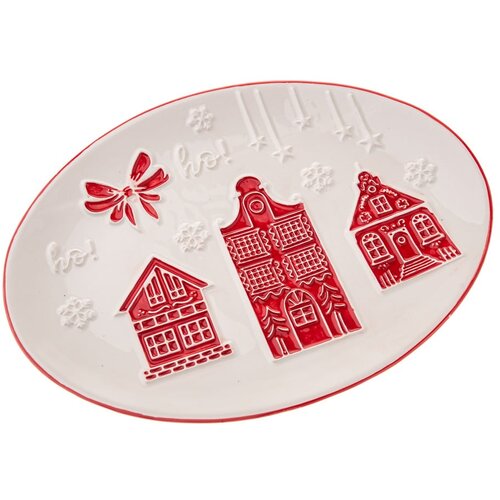 Dakls Bijeli keramički tanjur s božićnim motivom za serviranje Christmas cottage – Cijene