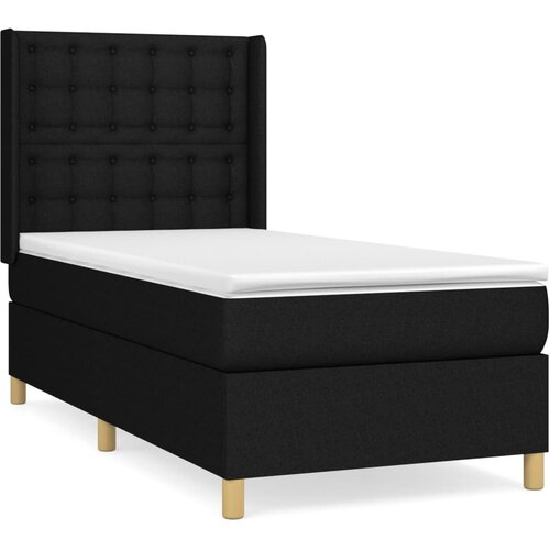  Box spring postelja z vzmetnico črna 100x200 cm blago Cene