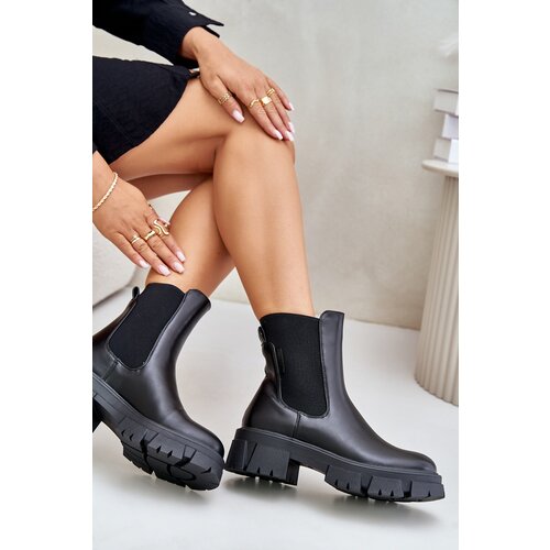 Big Star Insulated Chelsea slip-on ankle boots made of eco leather Big Star black Cene