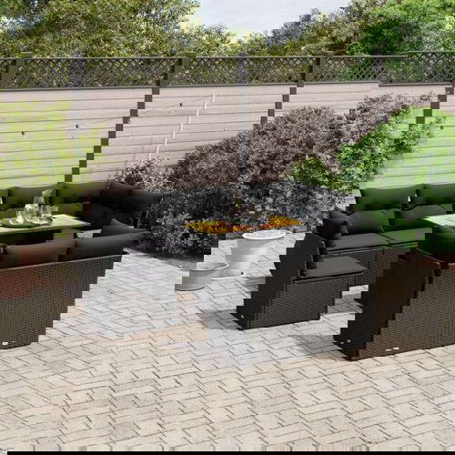  9-dijelni set vrtnih sofa s jastucima crni od poliratana Slike