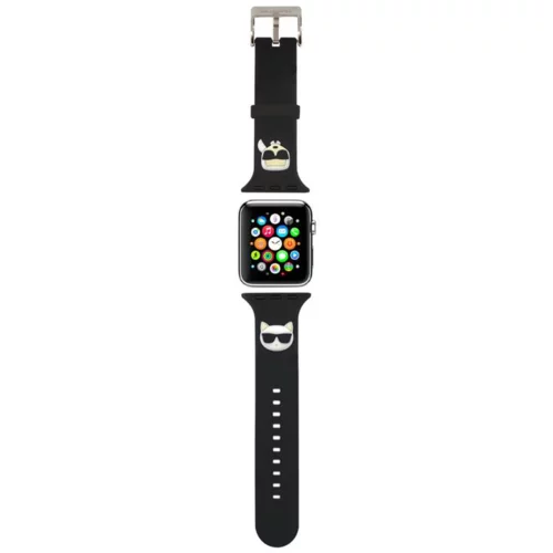Karl Lagerfeld Silikonski pašček za uro KLAWLSLCKK za Apple Watch 42 / 44 / 45 mm - Heads črn