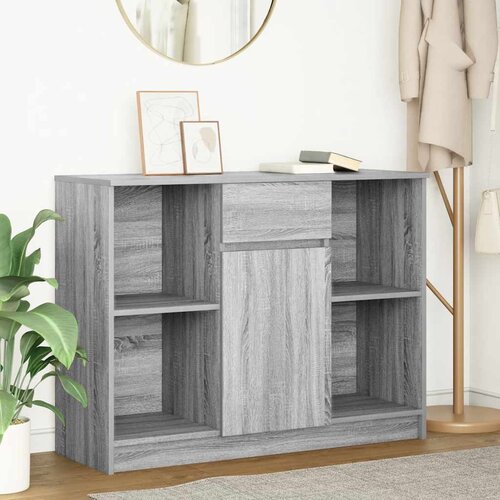 VidaXL Komoda s predalom siva sonoma 101x35x76 cm inženirski les Slike