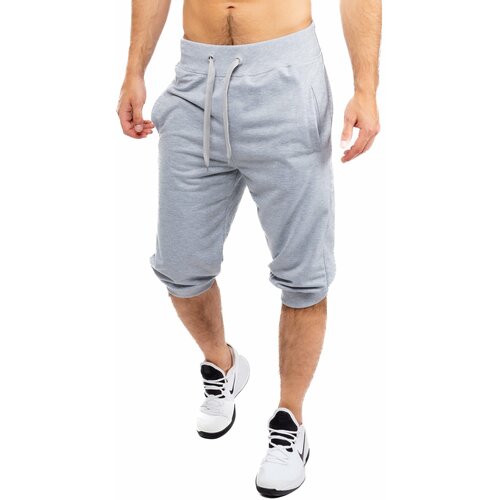 Glano Men's three-quarter length sweatpants - light gray Cene