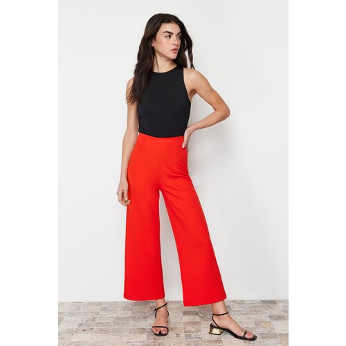 Trendyol Red Culotte Fit High Waist Trousers Cene