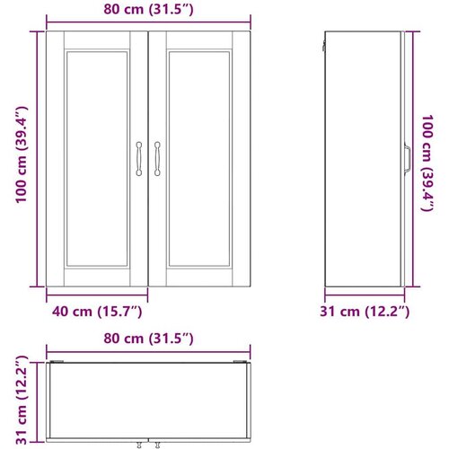 Zidni kuhinjski ormarić Zidne Umjetnički hrast 80 x 31 x 100 cm Slike