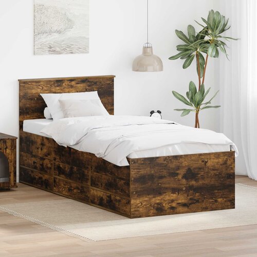  Krevet na dan s ladicama Dimnjeni hrast i crna 90 x 200 cm Cijene