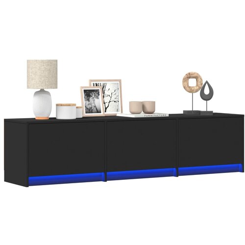 vidaXL TV ormarić s LED svjetlima crni 165x34x40 cm konstruirano drvo Cijene