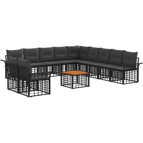  Set vanjskih sofa 12 pcs Crna i tamno siva Poliester - Crna i tamno siva sa stolom Cene