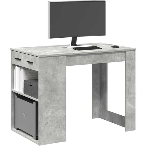 vidaXL Radni stol s ladicom i policom beton sivi 102x62x77,5 cm Cijene