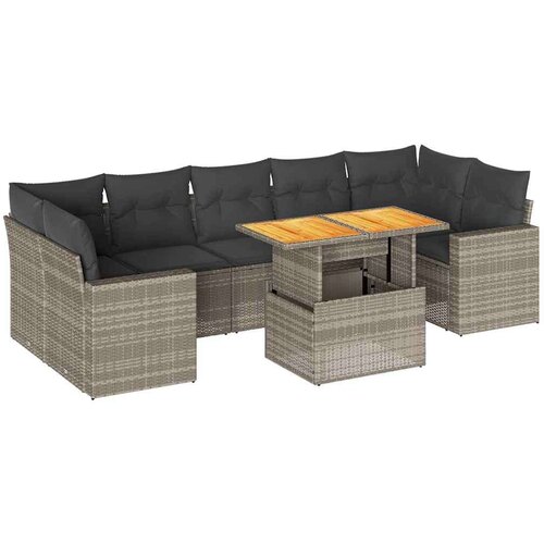  8-dijelni set vrtnih sofa od poliratana s jastucima sivi Slike