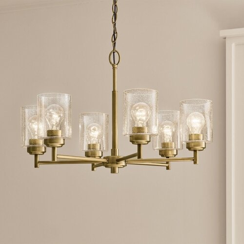 Kichler KL-WINSLOW6-NBR - Luster na lancu WINSLOW 6xE27/60W/230V mesing Slike