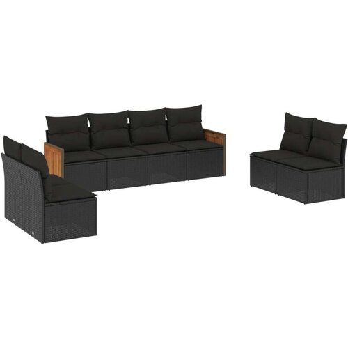 vidaXL 8-dijelni set vrtnih sofa od poliratana s jastucima crni Cijene