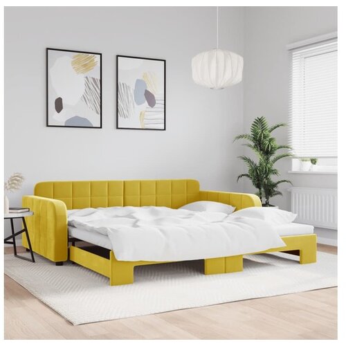 vidaXL Izvlečna dnevna postelja rumena 100x200 cm žamet Cene