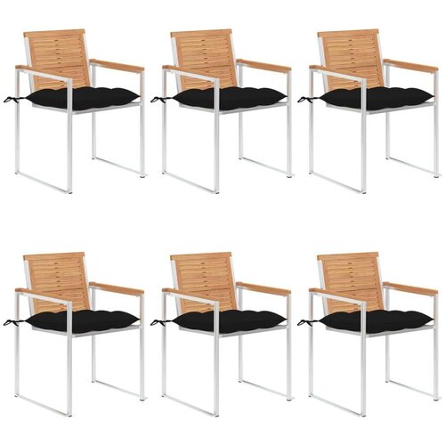  Vrtne stolice s jastucima 6 kom od masivne tikovine Cene