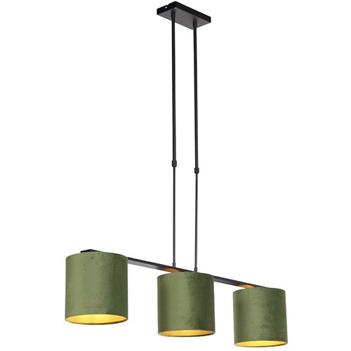 QAZQA Viseča svetilka z velur odtenki zelena z zlatom 20 cm - Combi 3 Deluxe Cene
